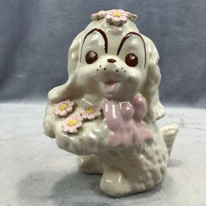 Vintage Rare Aline Signed Hand Painted Cocker Spaniel Flower Vase Mid Century